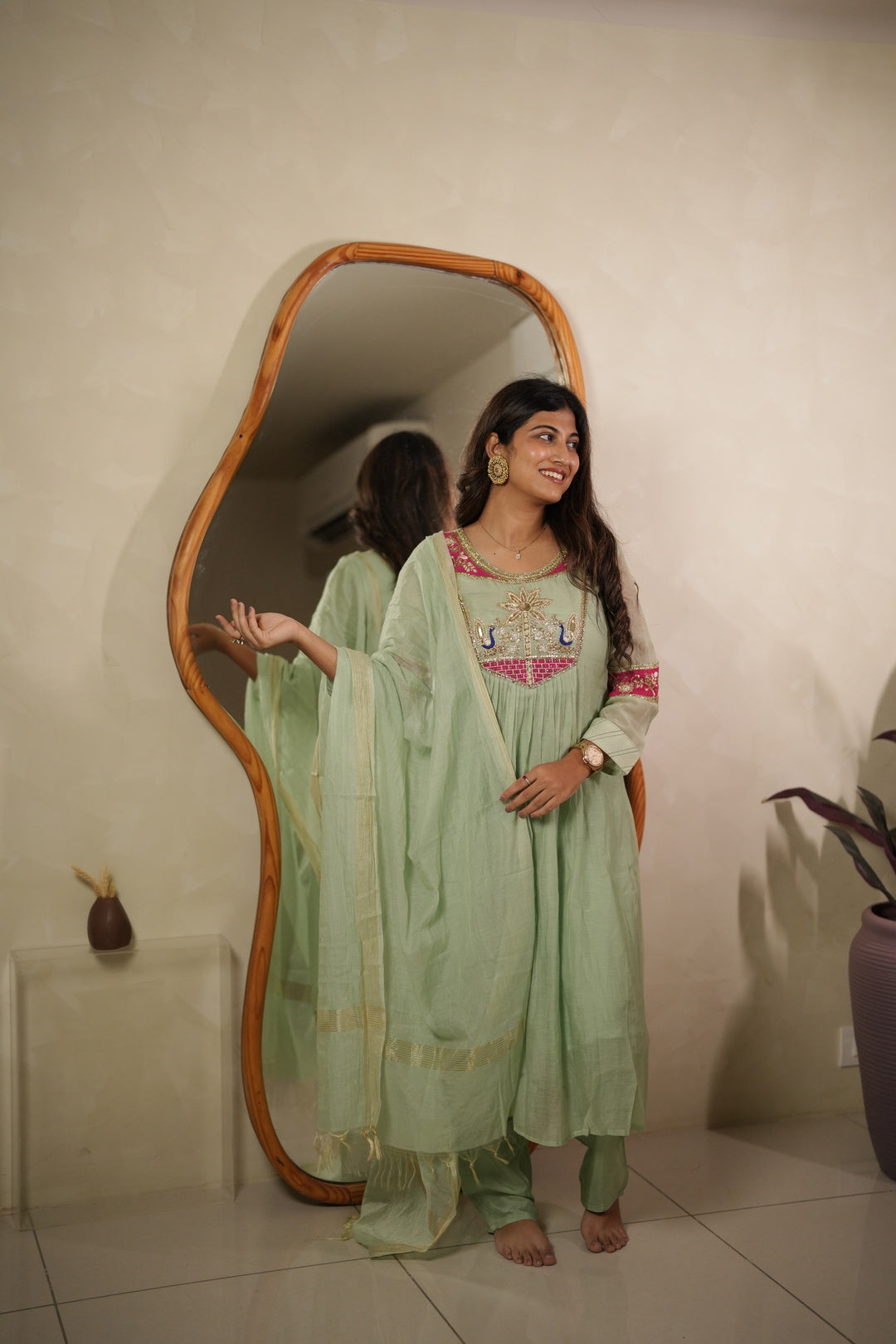 Mal Chanderi Kurta Set
